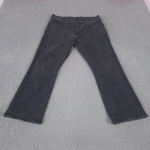 GAP Jeans Mens 38x30 Black Boot Cut Moto Mid Rise Dark Wash Denim Stretch Preppy